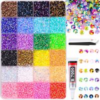 24000Pcs Resin Jelly Rhinestones with 1 Pcs B7000 Jewelry Glue for Crafting, Mixed-Color 3mm Flatback Gems, Bedazzling Crysta...