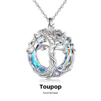 Exquisite Tree of Life Pendant Necklace for Women | Chain 18'' 925 Sterling Silver Pendant with Created Austrian Crystal | Hy...