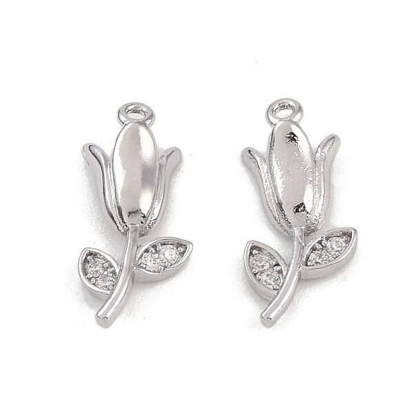 Brass Micro Pave Clear Cubic Zirconia Pendants