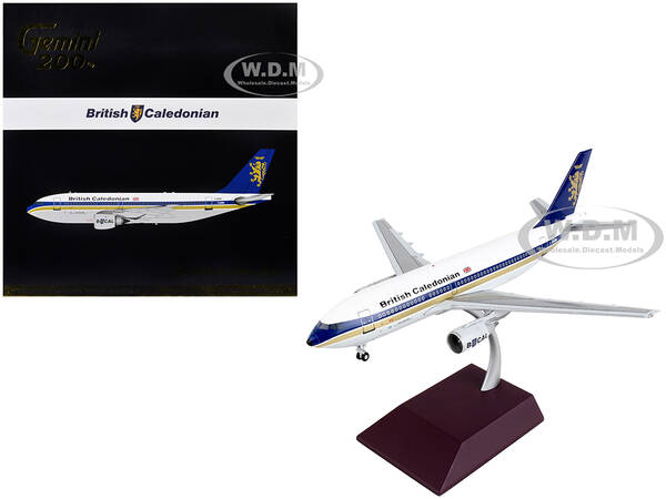 Airbus A310-200 Commercial Aircraft British Caledonian White with Blue Stripes and Tail Gemini 200 Series 1/200 Diecast Model...