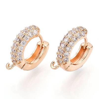 Brass with Crystal Rhinestone Hoop Earring Finding