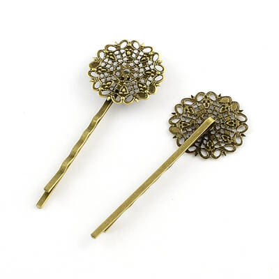 Filigree Flower Tray Vintage Iron Hair Bobby Pin Findings