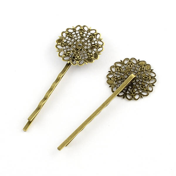 Filigree Flower Tray Vintage Iron Hair Bobby Pin Findings