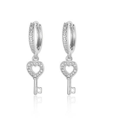 Brass Micro Pave Clear Cubic Zirconia Hoop Earrings
