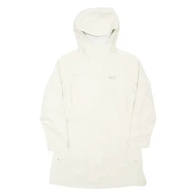 JACK WOLFSKIN Womens Rain Coat Cream Hooded UK 8