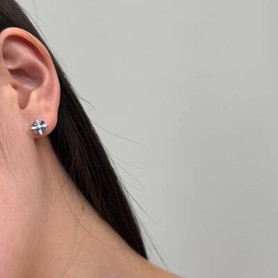 Snowflake S925 Sterling Silver Micro Pave Cubic Zirconia Stud Earrings for Woman