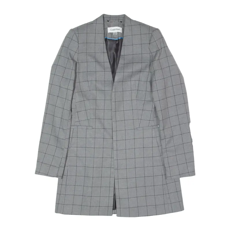 CALVIN KLEIN Blazer Jacket Grey Check Womens S