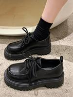 Comfort Minimalist Casual Round Toe Lace Up Platform Shoes, Summer Simple Design Elegant Platform Walking Shoes, Business Sty...