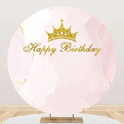 Round Crown Pink Abstract Marble Texture Backdrop