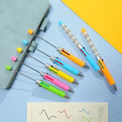 7 Pens 4-in-1 Multicolor Beadable Pens (Mini) WHOLESALE BULK Beaded Ballpoint Pen 1.0mm Medium DIY with Beads and Focals Ship...