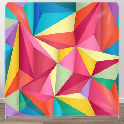 Aperturee Rainbow Color 3D Tangram Fabric Backdrop For Party Decor - Aperturee