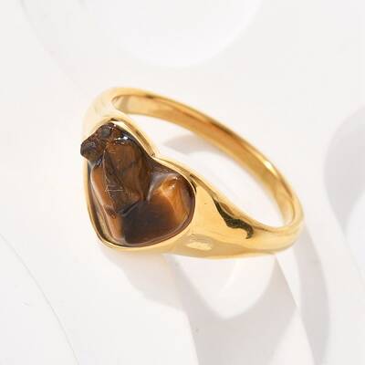 Heart Natural Tiger Eye Finger Rings