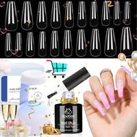 Beetles Gel Nail Kit Nail Tips Coffin Almond Square Shape Easy Nail Extension Set Nail Glue Base Gel and Innovative Led Lamp ...