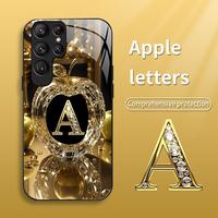 Suitable for [Galaxy S24 Ultra] New high-end letter glass mobile phone case New business simple metal paint electroplated gla...