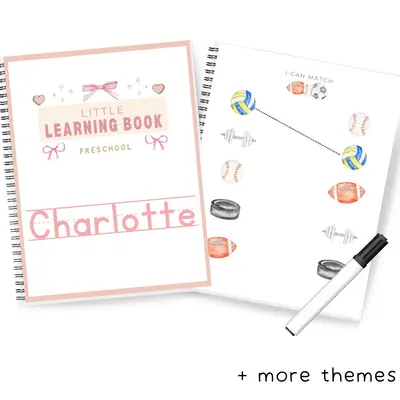 Preschool Personalized Learning Book | Dry-Erase Reusable | Feelings, Math, Shapes, Phonics, Writing, Letters, Weather, Readi...