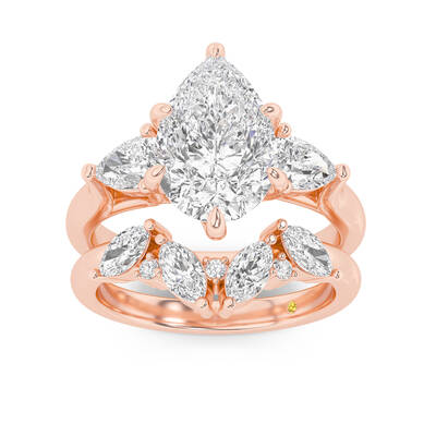 Lumina Lab Grown Pear Shaped Diamond Engagement Ring with the Annabella Wedding Band | 10K Rose Gold 2 1/4 ct. tw.