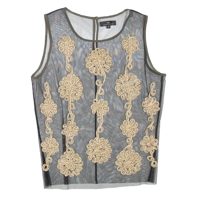 DAY Sheer Womens Top Black Sleeveless M