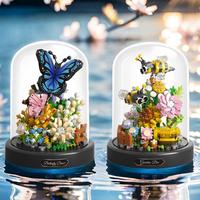 Flower Bouquet Butterfly Bee Design Building Blocks Toy (1 Box), Creative DIY Assembling Toy, Flower Bricks, Educational Fun ...