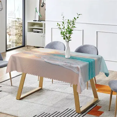 Summer Sunset Beach Waves Photo Rectangle Tablecloth - Aperturee