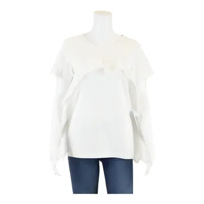 COS Ruffled Top White Short Sleeve Womens UK 8