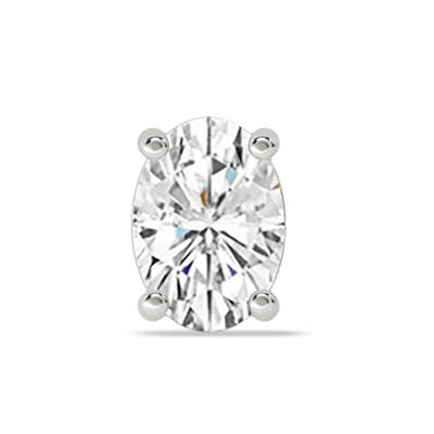 Certified Lab Grown Four Prong Oval Shape Single Diamond Stud Earring | 14K White Gold 3 ct. tw.
