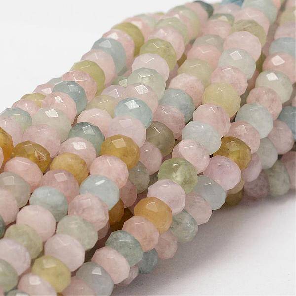 Faceted Rondelle Natural Morganite Bead Strands