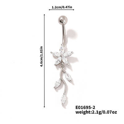 Shiny Brass Crystal Rhinestone Belly Button Rings