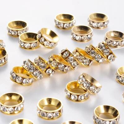 Brass Crystal Rhinestone Spacer Beads