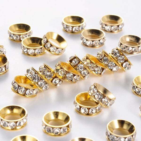 Brass Crystal Rhinestone Spacer Beads