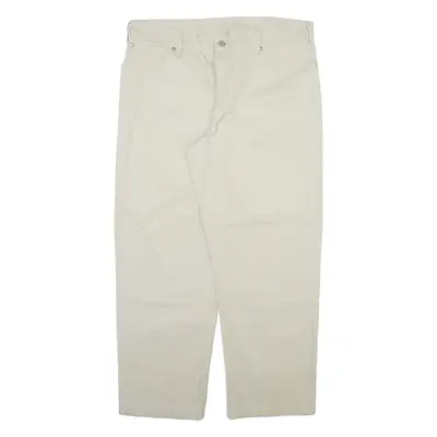 HIS Mens Trousers Cream Relaxed Straight W38 L29