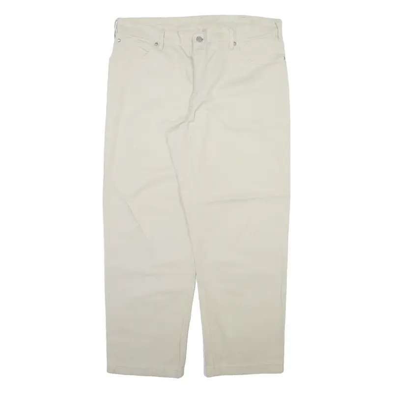 HIS Mens Trousers Cream Relaxed Straight W38 L29