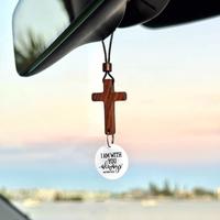 Bible Verse Car Rearview Hanging Cross Ornament, Car Rearview Mirror Cross Pendant, Christian Accessories