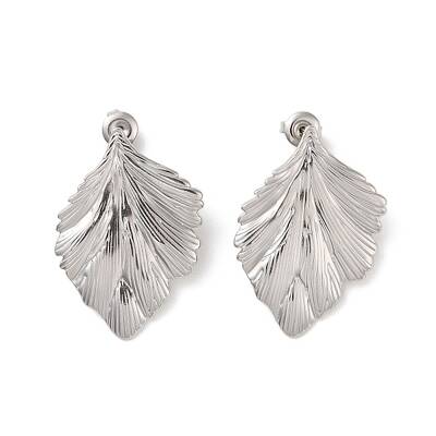 Non-Tarnish Leaf 304 Stainless Steel Stud Earrings for Women