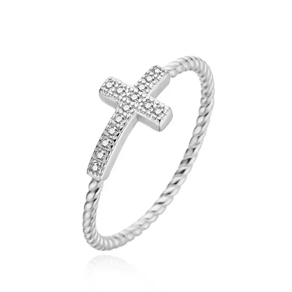 Agato Anello Coordinato In Argento Con Zirconi Cross Agt-R71W - Circuito: 52 Mm