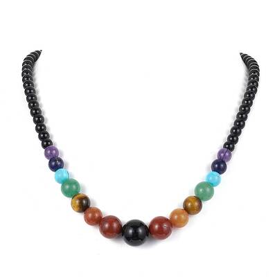 Natural Mixed Gemstone Graduated Beaded Necklace