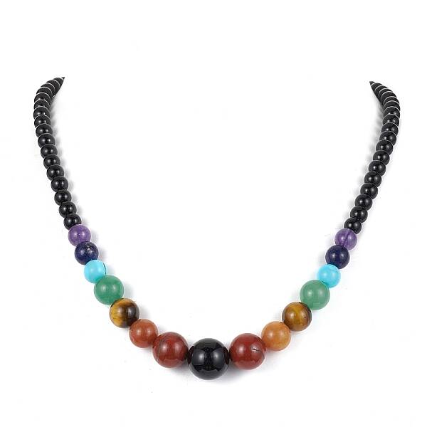 Natural Mixed Gemstone Graduated Beaded Necklace