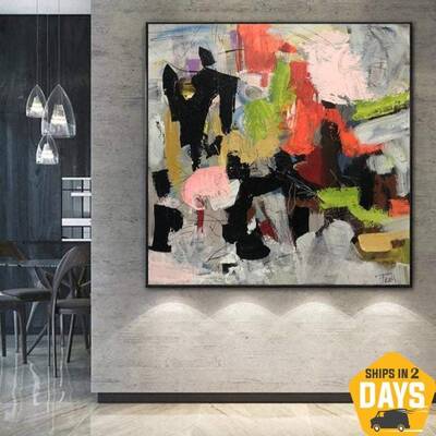 Xl Wall Art Colorful Abstract Paintings On Canvas Texture Acrylic Art Original Minimalist Artwork Wall Decor | THE PARTY 46&q...