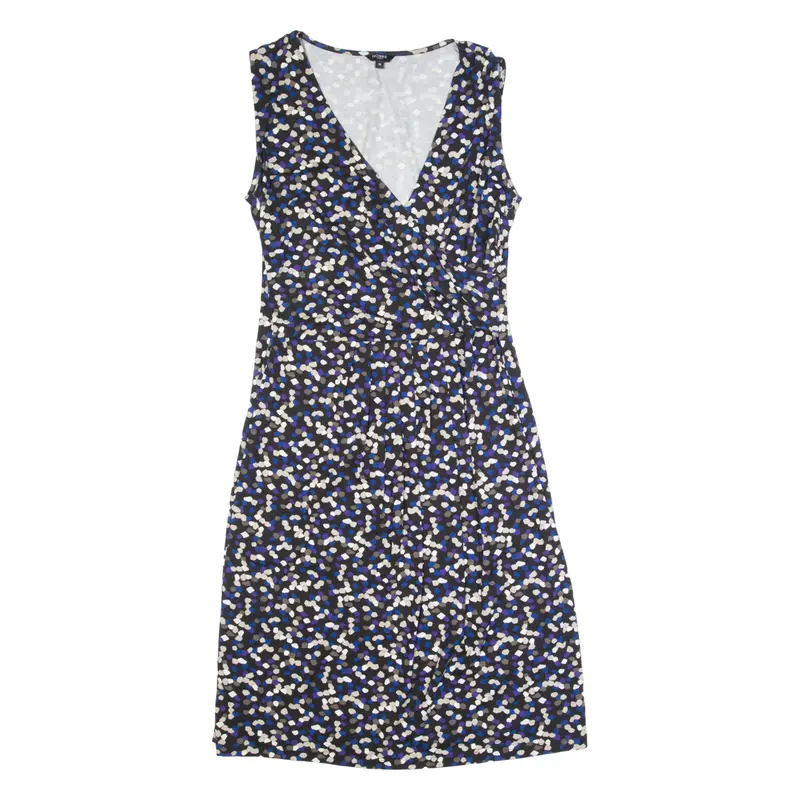 HOBBS LONDON Womens Fit & Flare Dress Black Spotted Sleeveless Knee Length UK 14