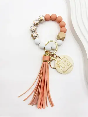 Wooden Beaded Keychain, Tassel Decor Keychain For Women & Men, Jewelry For Party, Daily Clothing Decor For Girl