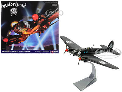Heinkel He III Bomber Aircraft Motorhead Black with Graphics 1/72 Diecast Model by Corgi