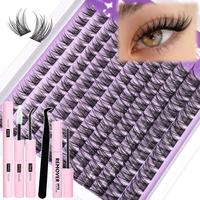 Natural Lash Clusters Kit Wispy Eyelash Clusters CC Curl Cluster Eyelash Extensions 132 pcs Individual Lash Extensions DIY La...