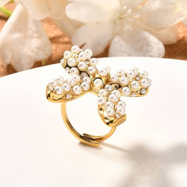 Bowknot 304 Stainless Steel Cuff Rings for Women