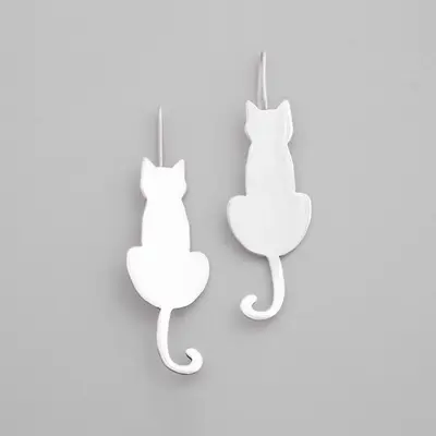 Elegant Silhouette Sterling Cat Earrings - Whiskers