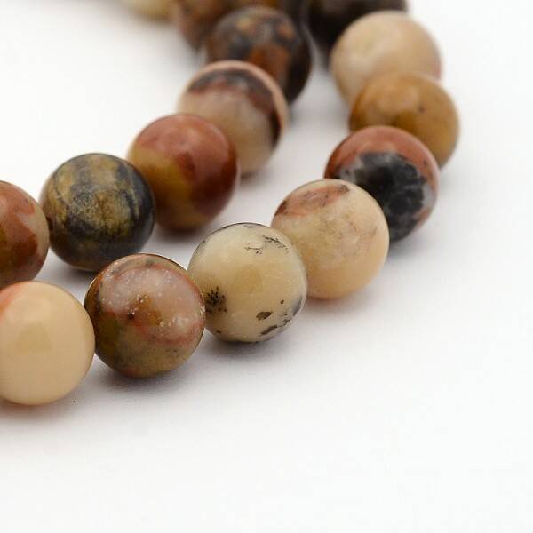 Natural Orange River Stone Round Bead Strands