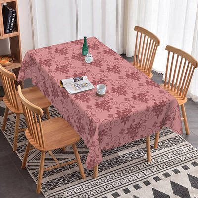 Aperturee Dusty Pink Floral Pattern Rectangle Tablecloth, 52x70 Inch, 30.82 USD, rectangle tablecloths, ZJY04666-A