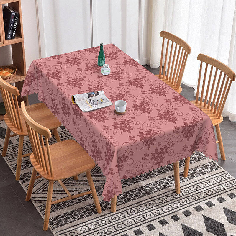 Aperturee Dusty Pink Floral Pattern Rectangle Tablecloth, 52x70 Inch, 30.82 USD, rectangle tablecloths, ZJY04666-A