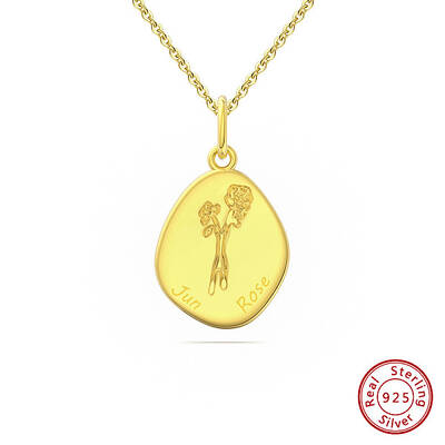 Birth Flower Style 925 Sterling Silver Pendant Necklaces