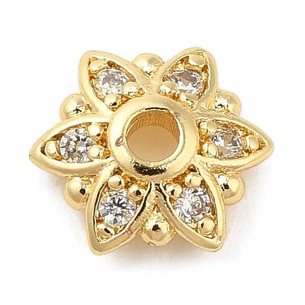 Rack Plating Brass Micro Pave Cubic Zirconia Bead Caps