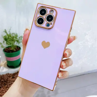 Solid Color Heart Decor Phone Case, 1 Count Anti-fall & Anti-fingerprint Phone Case, Shockproof Wear-resistant Phone Cases fo...