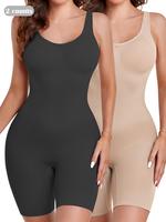 Women's Solid Color Scoop Neck Shapewear Bodysuit, High Stretch Seamless Tummy Control Butt Lifting Shaper Romper, Ladies Sha...